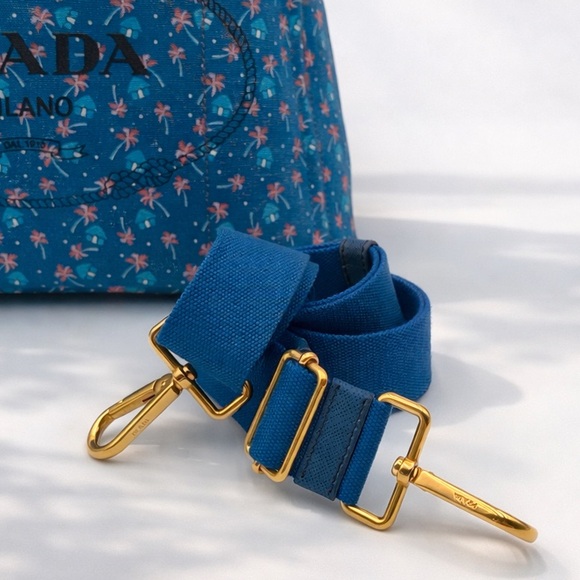 Prada • Canapa 2 Way Canvas Tote Bag in Blue St. Palm, a Limited Edition Print - Picture 12 of 15